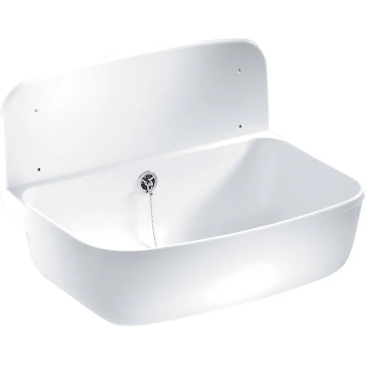 CORNAT Waschbecken, Wandausgussbecken mit Überlauf, Breite 49,5 cm, weiß