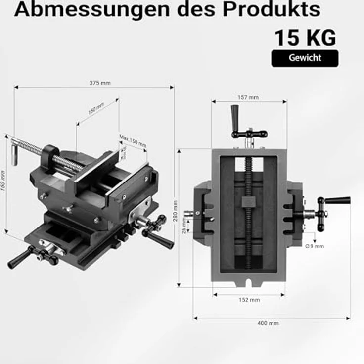 Wiltec - Maschinenschraubstock Schraubstock2-Achsen 150 mm Kreuztisch Frästisch Werkbank Arbeitstisch – Bild 4