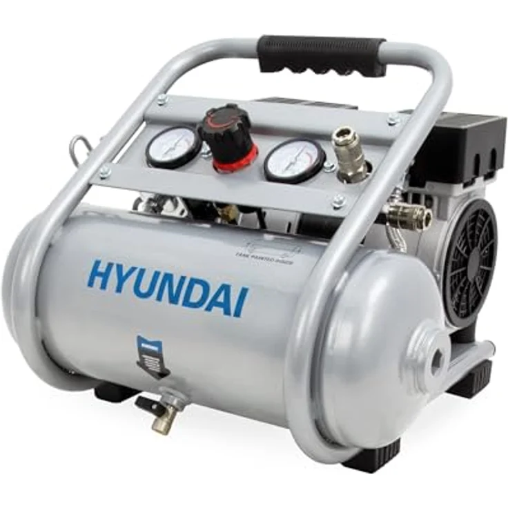 HYUNDAI Silent Kompressor SAC75008IC, tragbar, ölfrei, 8L, 9 bar, 49 dB, 750 W / 1 PS – Bild 1