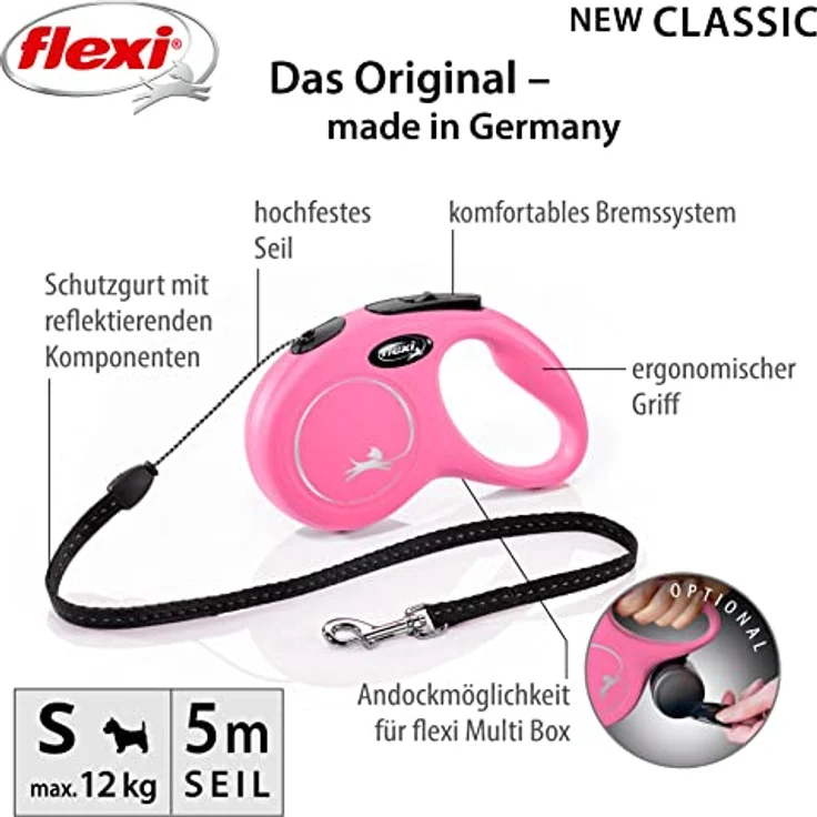 Flexi Hundeleine New Classic S Länge: 5 m, pink – Bild 3