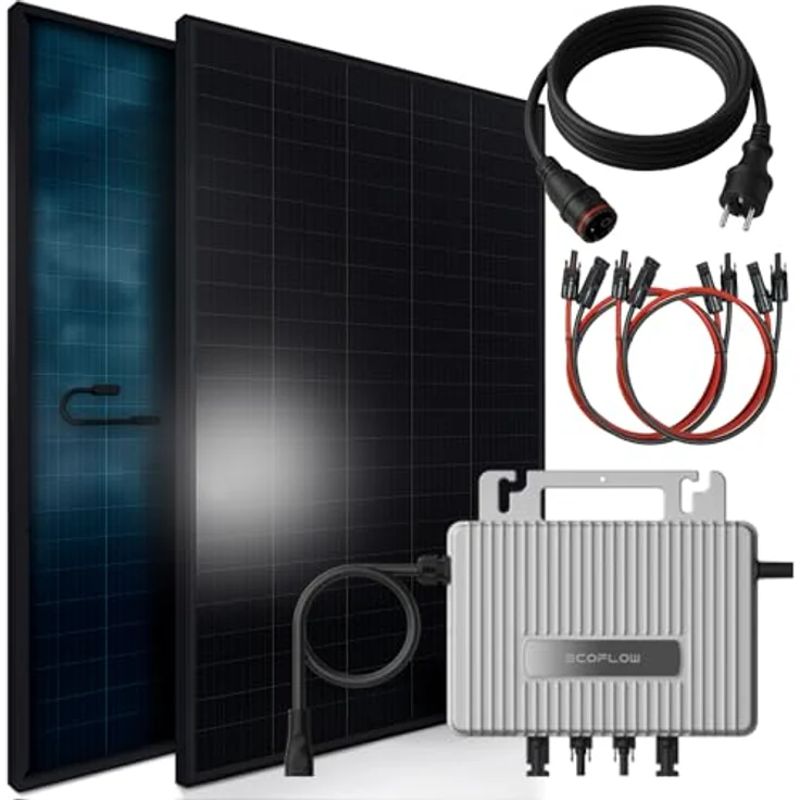 SUNNIVA Solaranlage Balkonkraftwerk BIFAZIAL 920W, Monokristallin, WIFI & Bluetooth integriert, drosselbar & upgradebar auf 600W oder 800W, 2x 460W Solarmodule, Schwarz – Bild 2