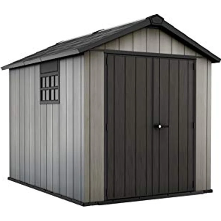 Keter Gerätehaus Oakland 759, Grau, 11m³, Außenmaße B/T/H: 230 x 287 x 242 cm, Duotech Struktur, wetterfest, Doppeltür, Oberlicht und Fenster, strapazierfähiger Schwerlastboden – Bild 1