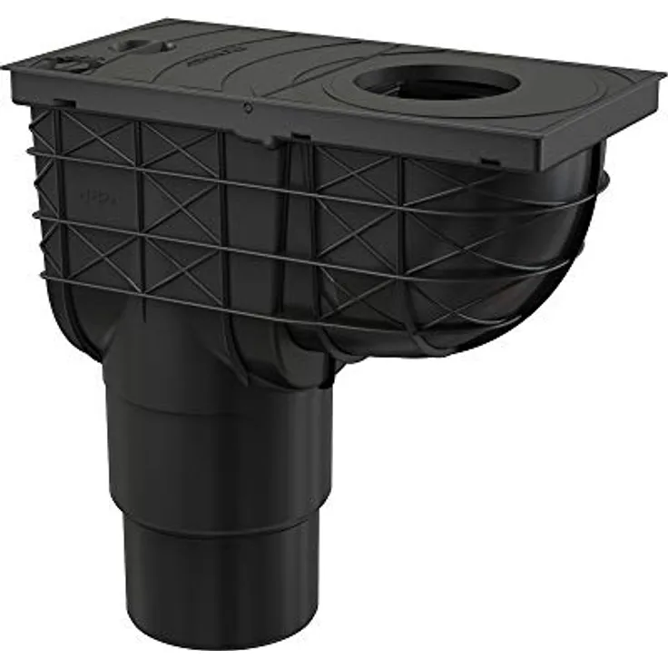 Alcaplast Universal Regensinkkasten, Dachrinnenablauf für Regenwasser, Ø80-125mm Einlauf, DN125/110mm Ablauf, schwarz