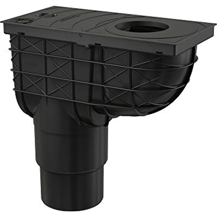 Alcaplast Universal Regensinkkasten, Dachrinnenablauf für Regenwasser, Ø80-125mm Einlauf, DN125/110mm Ablauf, schwarz – Bild 1