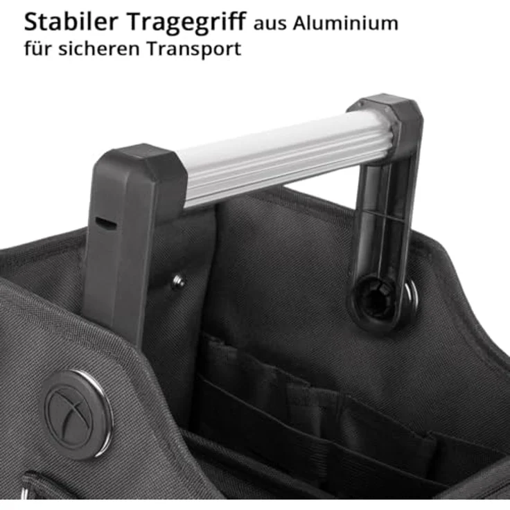 STAHLWERK Werkzeugtasche, robuste Elektriker-Tasche mit 14 Außentaschen, 2 Innenfächern, verstärktem Rahmen, Aluminium-Tragegriff und strapazierfähigem Polyester-Gewebe – Bild 5
