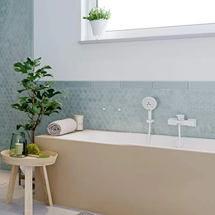 hansgrohe Wannenarmatur Metropol, Aufputz Einhebel-Wannenmischer mit mattweißer Oberfläche und automatischer Rückstellung – Bild 2