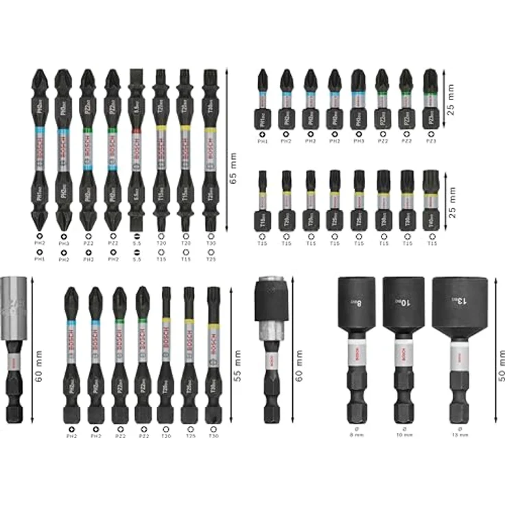 Bosch 36x PRO Impact Set, 36-tlg. (200 x 107 mm, Professional Zubehör Schraubendreher, schlagfester 1/4‑Zoll-Sechskantschaft) – Bild 3