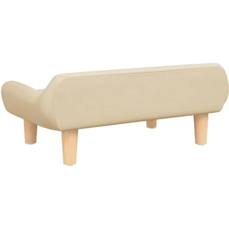 vidaXL Hundekorb Hundebett Creme 70x40x24 cm Stoff Körbchen Hundesofa mit massivem Kiefern- und Eukalyptusholzrahmen – Bild 5