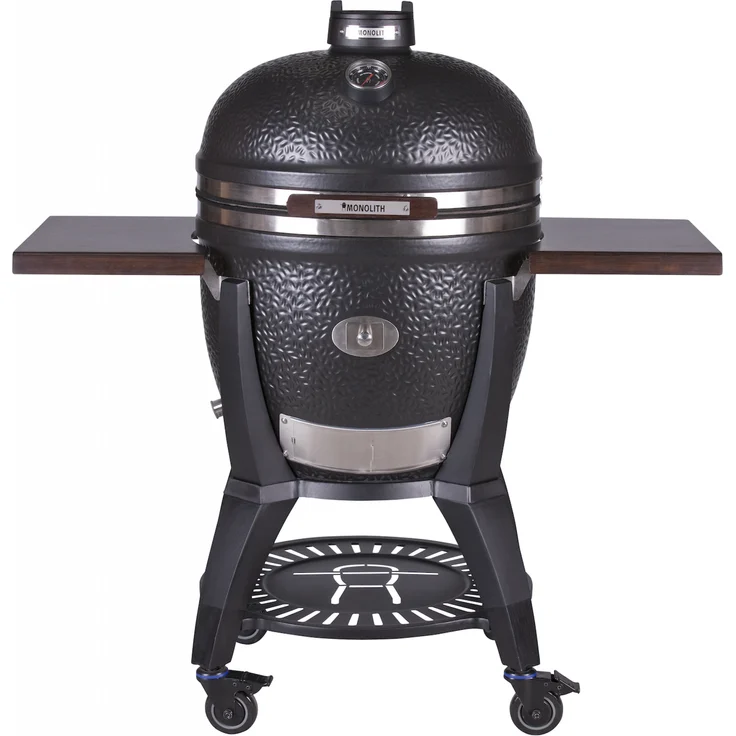 Monolith Keramikgrill Avantgarde LeCHEF, Holzkohlegrill Ø 52 cm mit LED-Licht und satiniertem Griff, schwarz
