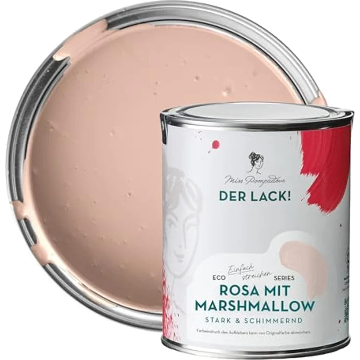 MissPompadour Holzfarbe Rosa mit Marshmallow, 1L seidenmatte Möbelfarbe für Innen & Außen, hohe Deckkraft und kurze Trocknungszeit – Bild 1