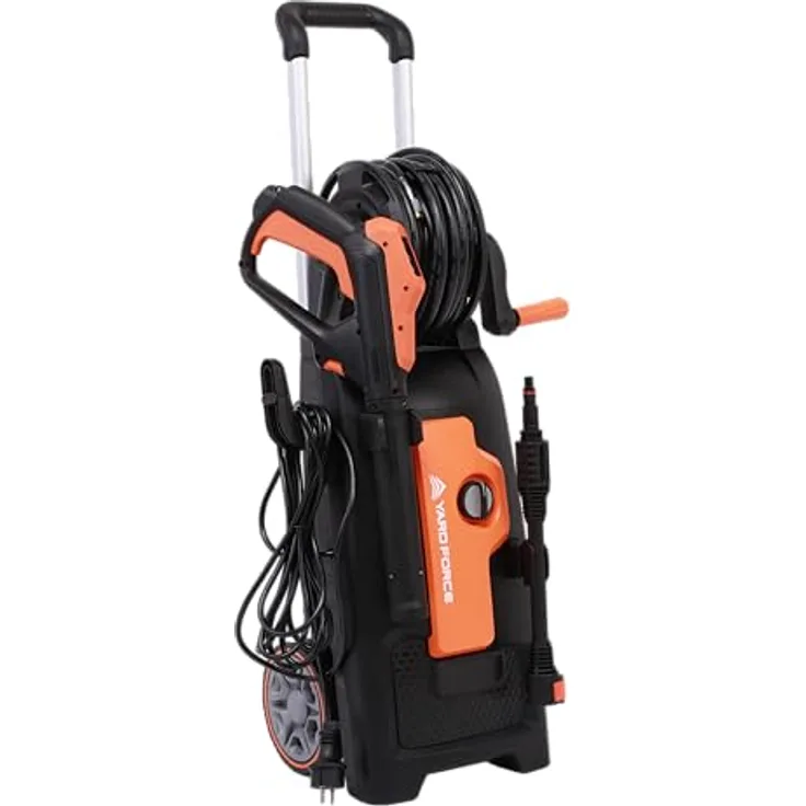 Yard Force EW U15C Hochdruckreiniger, 2000 W, 150 bar, 440 l/h, Vario-Twist- & Turbo-Düse, 6,5 m Schlauch, integrierte Schlauchtrommel, Teleskopgriff, Reinigungsmitteltank