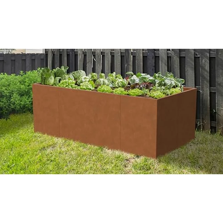 Floraworld Hochbeet Cortenstahl 200 x 100 x 70 cm, langlebig mit rustikaler Patina für Pflanzen und Gemüse – Bild 4