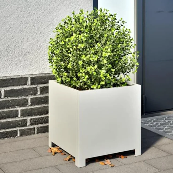 vidaXL Pflanzkübel Weiß 40x40x40 cm Stahl - Rostbeständig, Stabil und Vielseitig – Bild 2