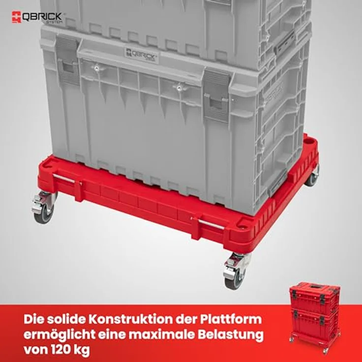 Qbrick ONE Transport Platform 2.0 Workshop, rollbare Plattform in RED Ultra HD, belastbar bis 120 kg – Bild 3