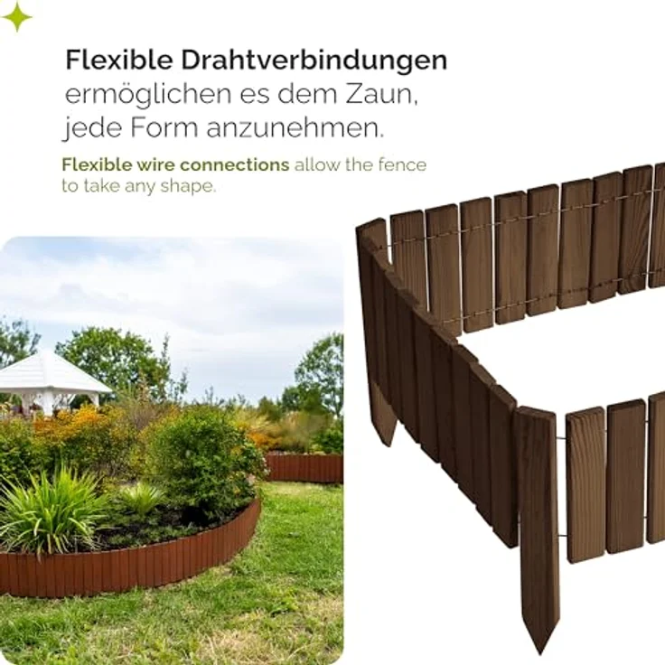 Garronda Rasenkante Beetumrandung Holz flexibel Rollborder 200cm, Höhe 10-40 cm, verschiedene Farben erhältlich – Bild 4