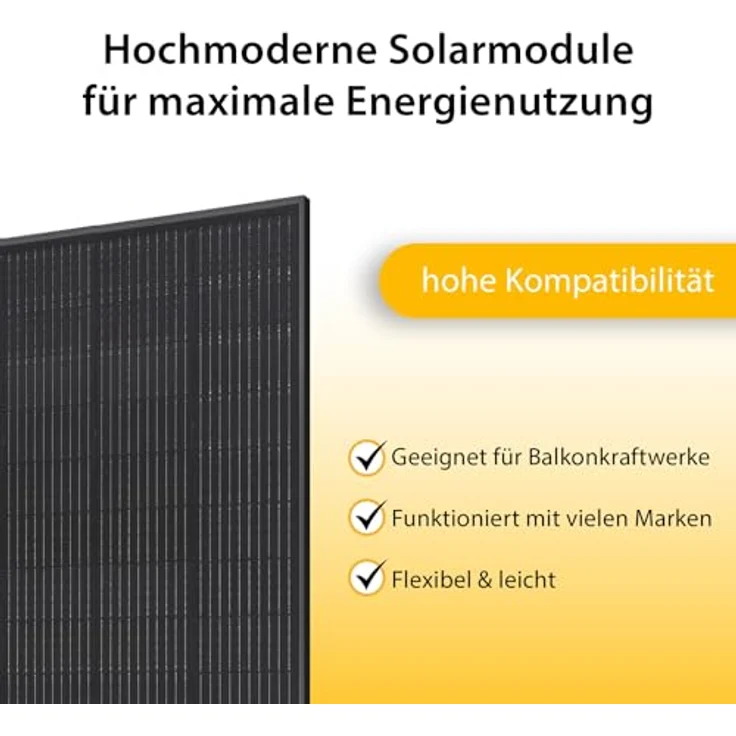 VALE Bifaziales Solarmodul Set, 2 x Full-Black Glas-Glas-Solarmodule, 900 Wp, Balkonkraftwerk für private Energieerzeugung – Bild 6
