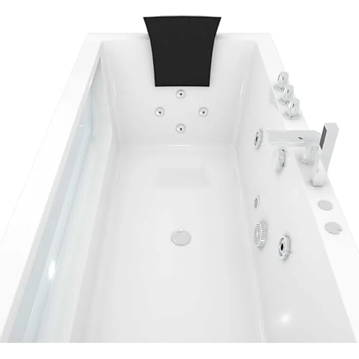 AcquaVapore Whirlpool Pool Badewanne W83-B, 180x90 cm, 2-Personen, 1100W Wassermassage, 100% Acryl, inkl. Armaturen und Frontschürzen – Bild 8