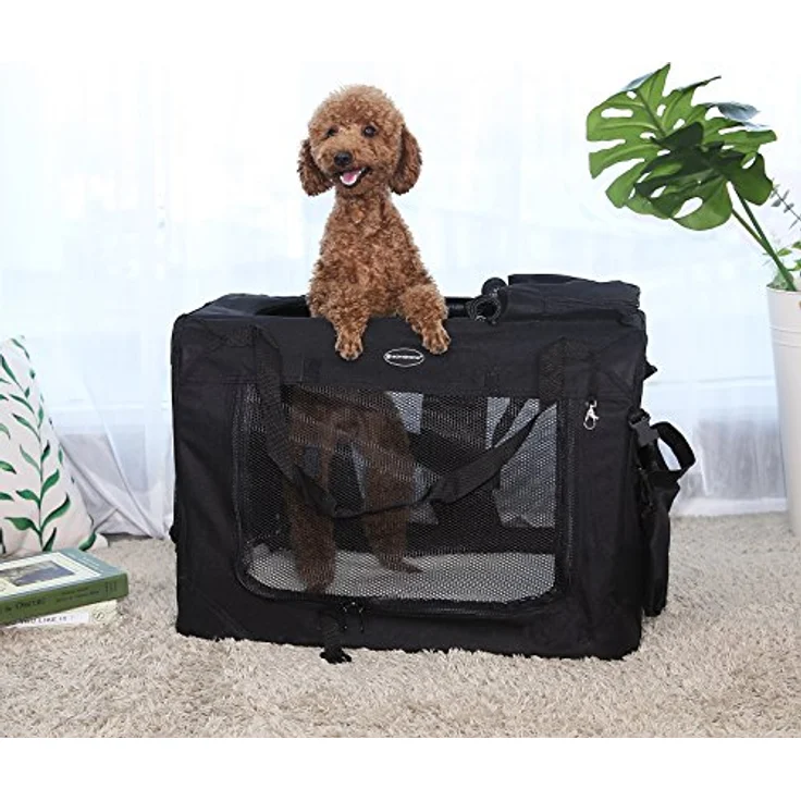 Feandrea Hundebox faltbar, Transportbox Hund, XL, atmungsaktiv, schwarz PDC80H – Bild 2
