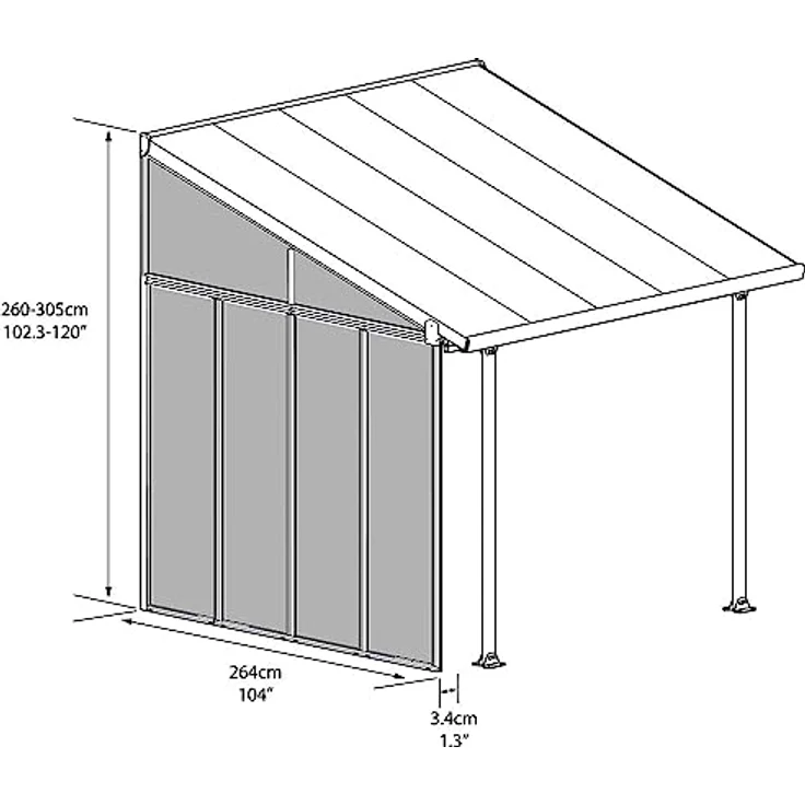 Palram Canopia Seitenwand - Kompatibel Mit Allen Terrassenüberdachungen Mit 3 Meter Tiefe, Grau 704484 – Bild 4