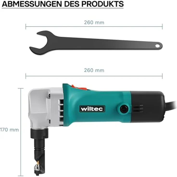 Wiltec Blechknabber 500W mit Schnitttiefe bis 2,5mm und um 360° drehbarer Knabberkopf – Bild 9