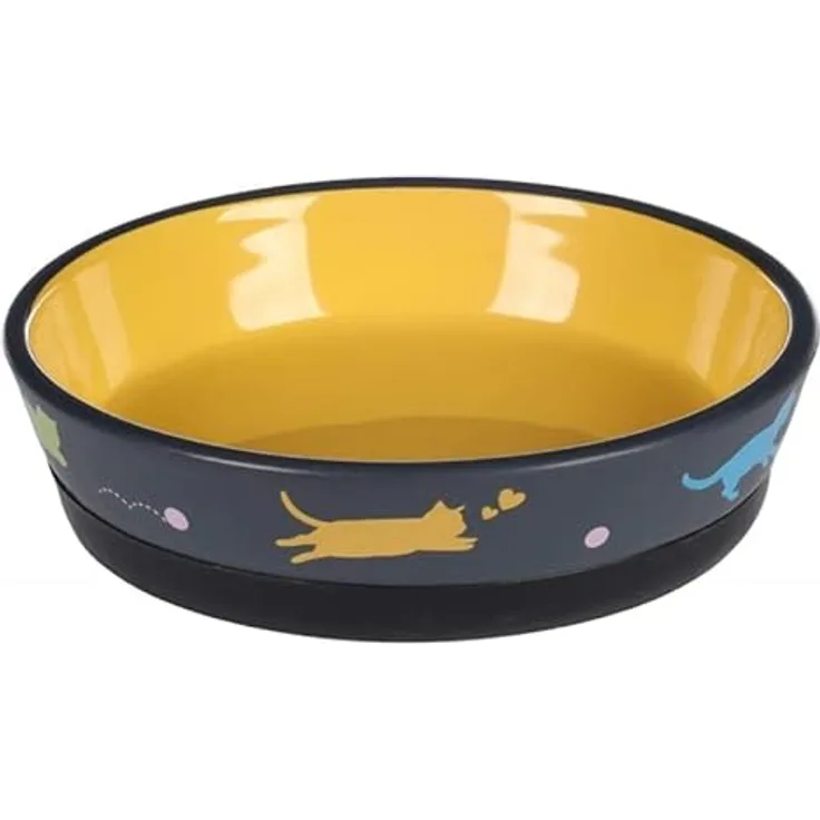 Flamingo Futternapf für Futter und Wasser Katze Rani Keramik gelb rund rutschfest 320 ml