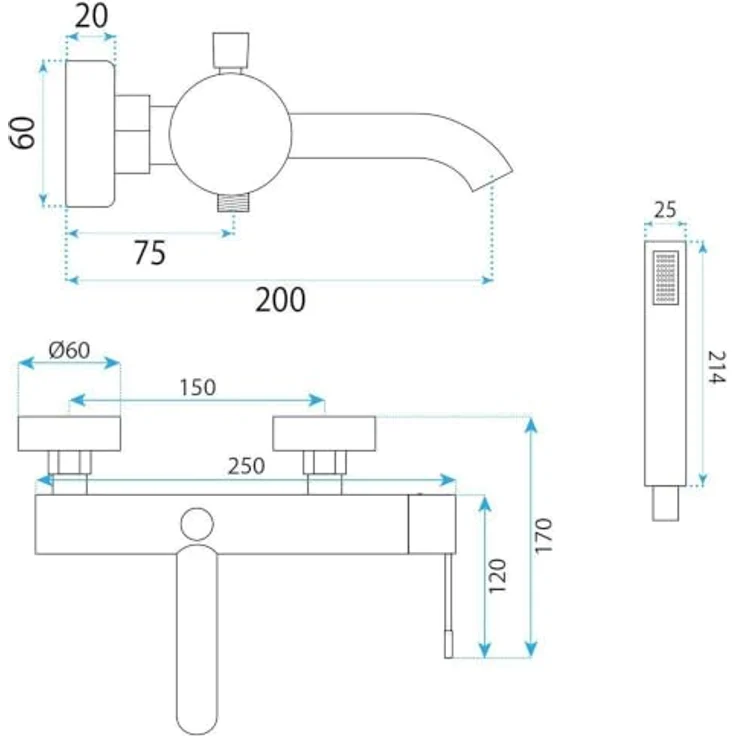 wohnwerk.idee Wannenarmatur Badewanne Armatur Wasserhahn Dusche inkl. Handbrause, Gold Matt, Chrom, Kupfer Matt - Moderne Duschinstallation mit Keramikkartusche und integriertem Perlator – Bild 9