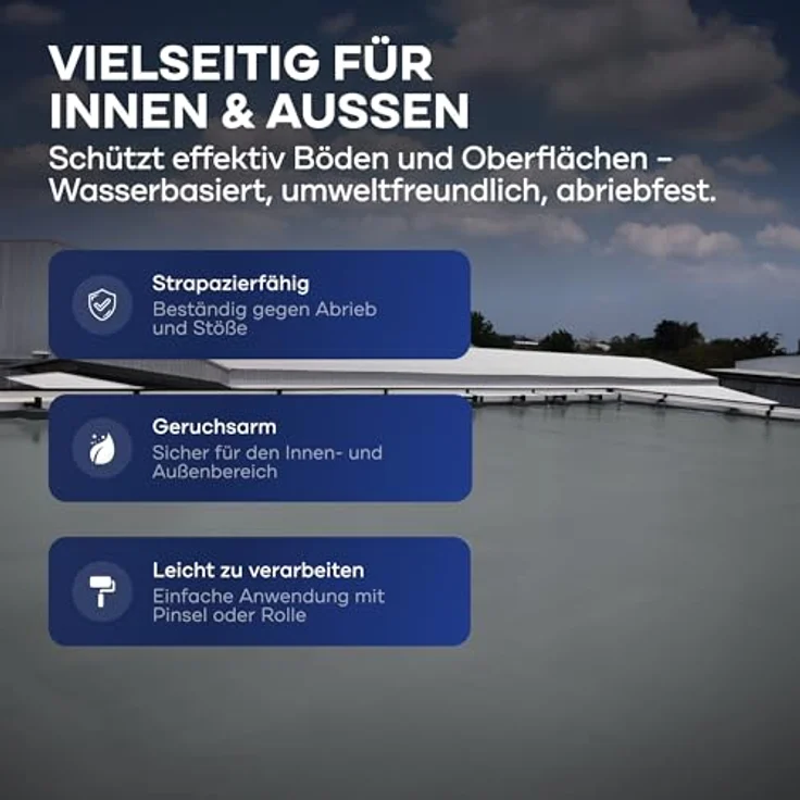 Plid® Flüssigkunststoff Innen & Außen, Anthrazitgrau 5L - Strapazierfähige wasserfeste Bodenbeschichtung für terrasse und Werkstatt - flexible, geruchsneutrale Beschichtung - Made in Germany – Bild 3