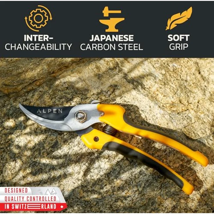 Alpen Swiss Tools Gartenschere GELBHORN 140 Ersatzteil-Kit, Klinge aus japanischem Kohlenstoffstahl, gelb – Bild 3