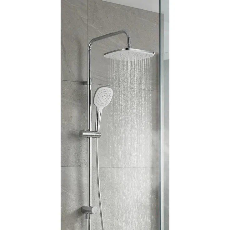 Primaster Duschsystem Water Stream, Chrom Duschsäule mit Druckumsteller und 3 Strahlarten