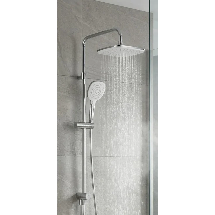 Primaster Duschsystem Water Stream, Chrom Duschsäule mit Druckumsteller und 3 Strahlarten