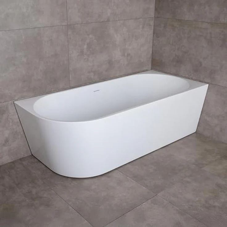 ALONI Halbfreistehende Eckbadewanne 180 x 80 cm rechts, Weiß, Komfortable Liegefläche aus hochwertigem Acryl mit flexibler Montageoption – Bild 4