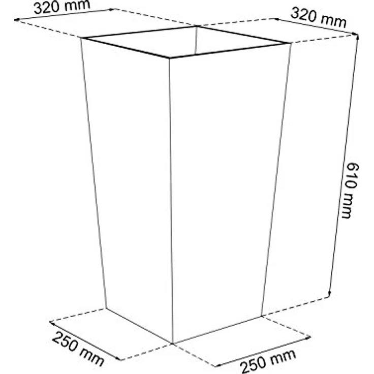 Maceta alta Urbi 49 litros, de plastico, 32,5 x 32,5 x 61 cm en color Blanco – Bild 2