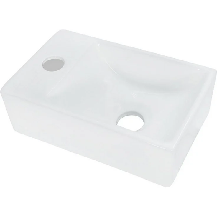 Aloni Waschbecken 431-L, Design Waschtisch Keramik in Weiß, Hahnloch Links - Preisvergleich – Bild 1