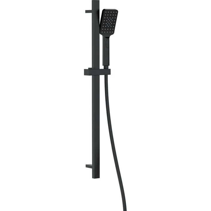Deante Duschsystem »Alpinia« Duschgarnitur, Stahl-Stange, Handbrause mit 3 Strahlarten, Nero-Beschichtung, mattes Schwarz