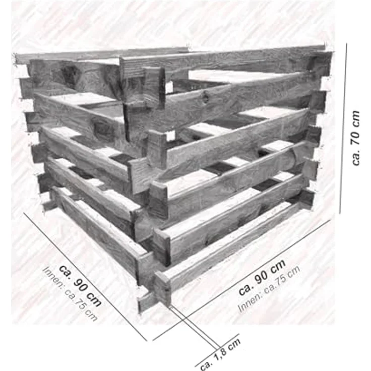 Steckkomposter Holz Kompostsilo Bausatz 90x90x70cm Komposter – Bild 2