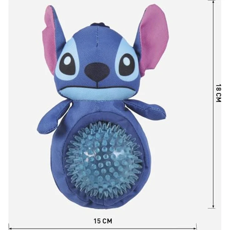 Cerda Disney Stitch Hundespielzeug Ball, robustes Beißspielzeug aus Polyester für gesunde Zähne und Kauvergnügen – Bild 5