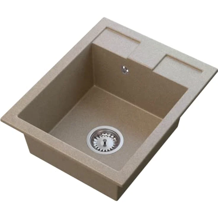 Granitan GRANITAN BEST Küchenspüle 40x50 cm Braun - Spüle aus Granit mit Siphon Chrom, Sieb und Imprägniermittel, stoßfest und pflegeleicht – Bild 1