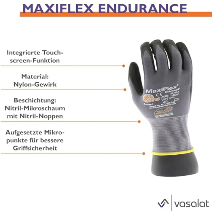 Handschuhe ATG Maxiflex Endurance 844 Arbeitshandschuh Größe 9 (L) | 5 Paar – Bild 3