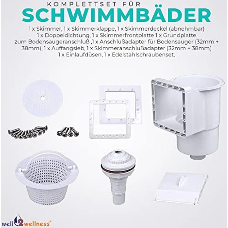 WELL2WELLNESS Pool Skimmer Set S1 Oberflächenskimmer inkl. Einlaufdüse – Bild 3
