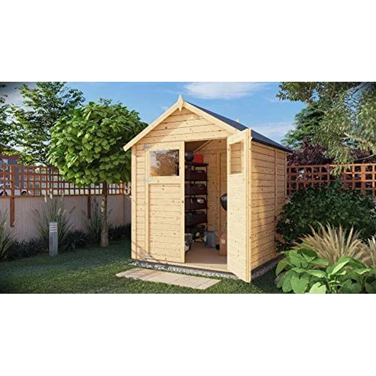 Alpholz Gerätehaus Alisha aus Fichten-Holz | Gartenhaus mit 14mm Wandstärke | Holzhaus inklusive Montagematerial | Geräteschuppen Größe: 202 x 131 cm | Satteldach – Bild 2