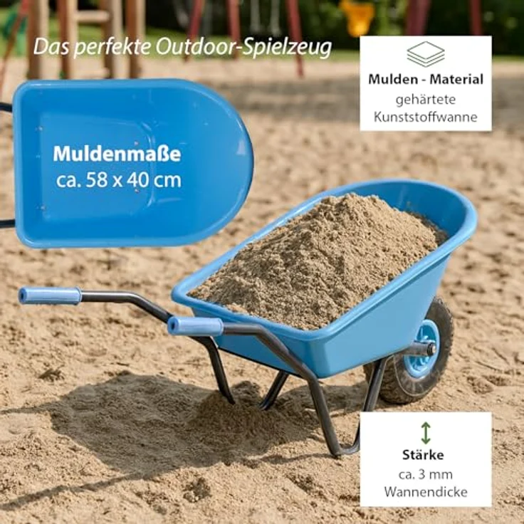 TRUTZHOLM Kinderschubkarre Uni, Schiebkarre aus pulverbeschichtetem Stahl mit 40 kg Traglast, hellblau, 3,6 kg, Vollgummirad – Bild 5