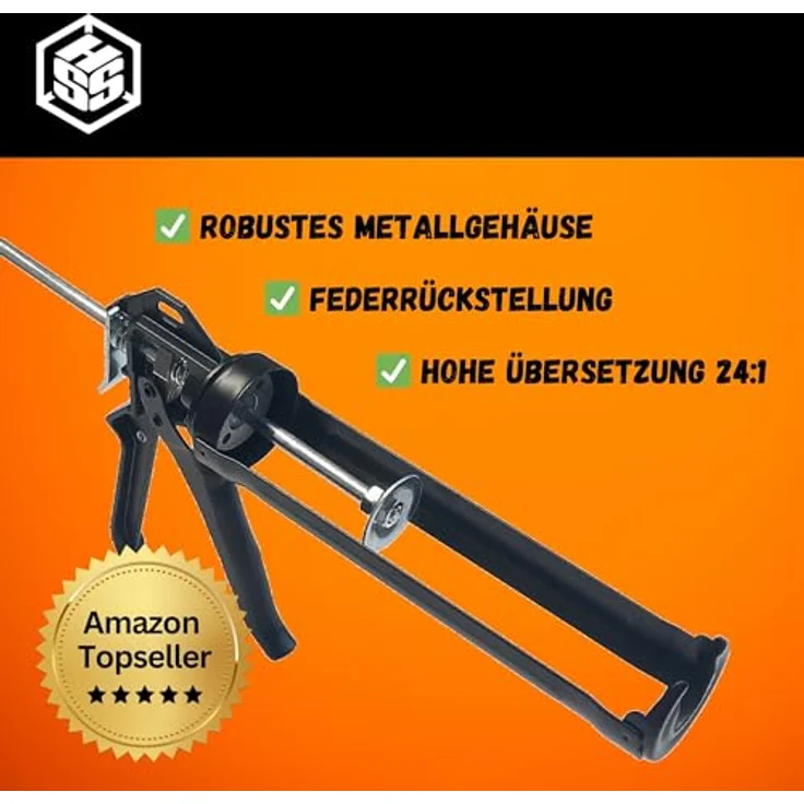 Hanse Syntec Systems Kartuschenpistole, robust aus Metall, hohe Übersetzung, drehbare Kartuschenhalterung, schwarz, 310 ml – Bild 2