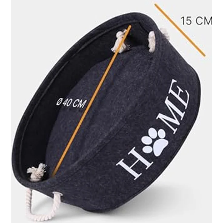 Bestlivings Katzenkorb Ø40cm - inkl. Kissen - Katzenbett Home - Katzenschlafplatz aus Filz rund, Filzbett für Katzen - Haustier Liegeplatz mit Henkel – Bild 3