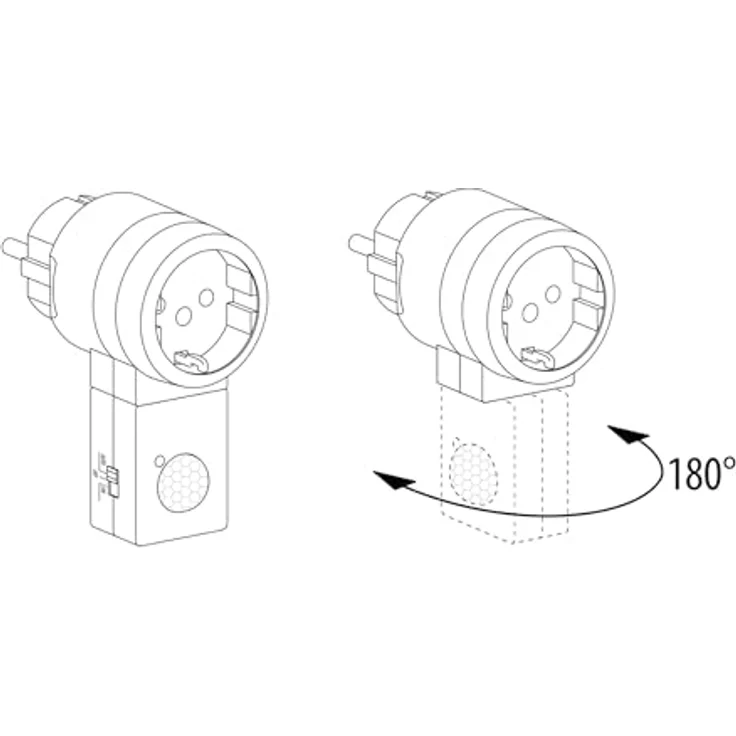 SEBSON Zwischenstecker PIR Bewegungsmelder - 2er Set, drehbarer Sensor, programmierbare Steckdose, max. 1000W LED geeignet - Steckdosenadapter – Bild 5