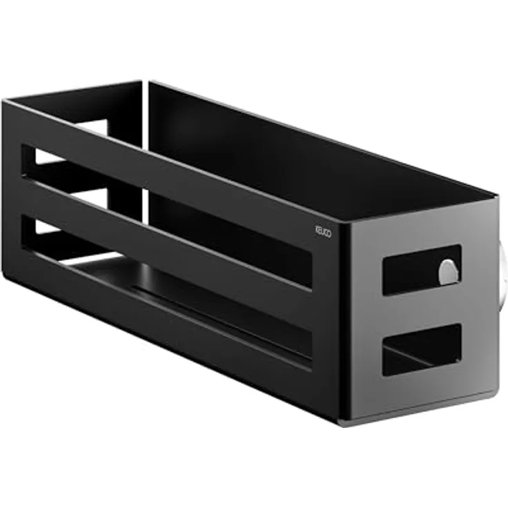 Keuco Duschkorb 32 cm Abnehmbar, Schwarz-Matt, aus massivem Aluminium mit umlaufendem Rand und verdeckter Montage