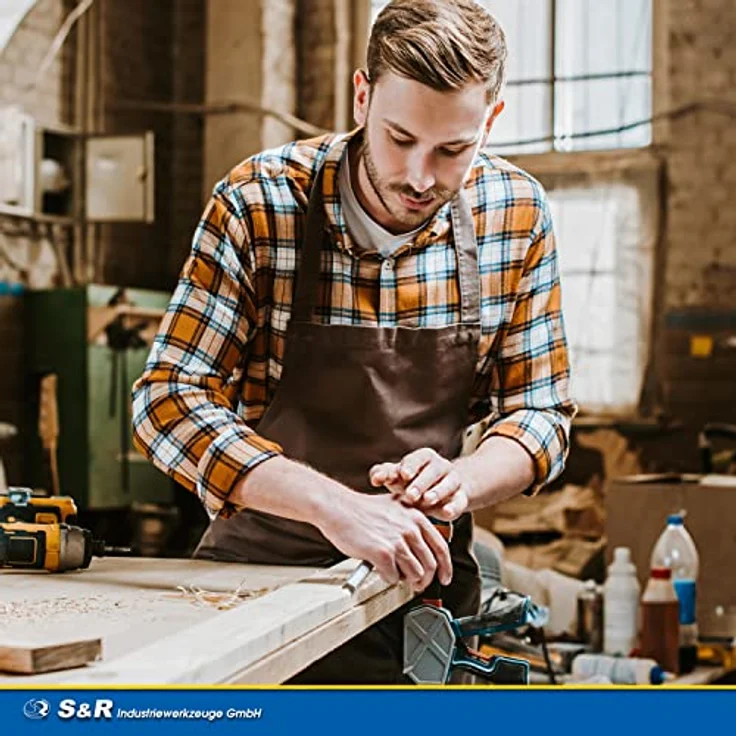 S&R Stechbeitel Set 5 Stück: 6, 12, 20, 25, 32 mm, rutschfeste ergonomische Griffe, hohe Belastbarkeit, Stemmeisen im blau-gelben Koffer – Bild 3