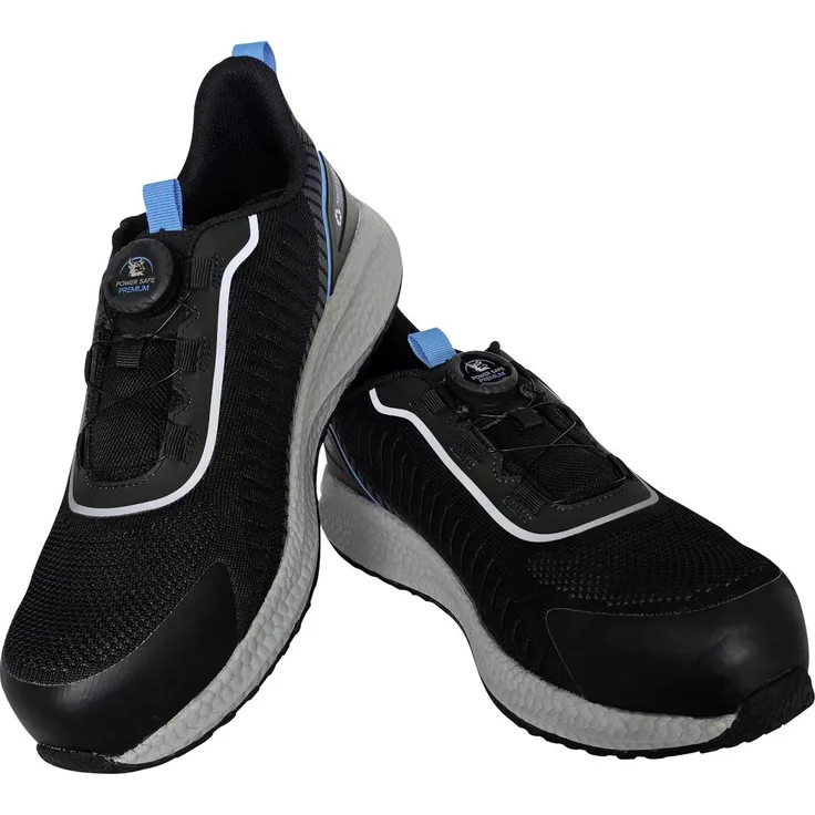 Power Safe Sicherheitshalbschuh Dynamic Twist S1P, leicht und sportlich, schwarz-blau, mit Drehverschlusssystem und durchtrittsicherer Sohle