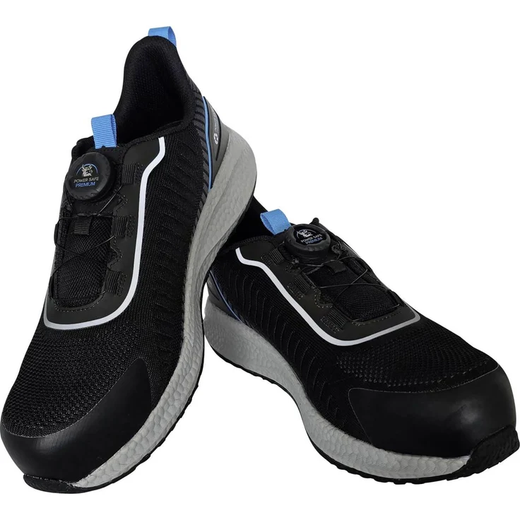 Power Safe Sicherheitshalbschuh Dynamic Twist S1P, leicht und sportlich, schwarz-blau, mit Drehverschlusssystem und durchtrittsicherer Sohle
