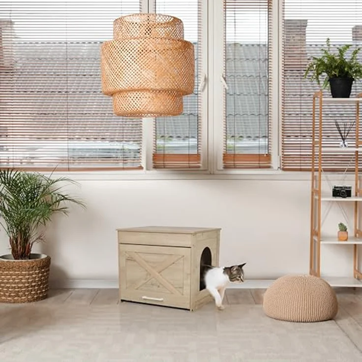 hjh LIVING Kitty Pawbox 1, Hundebett + Katzenbett im Landhausstil mit stabilem MDF-Material, integrierten Belüftungslöchern und Kratzbrett – Bild 2