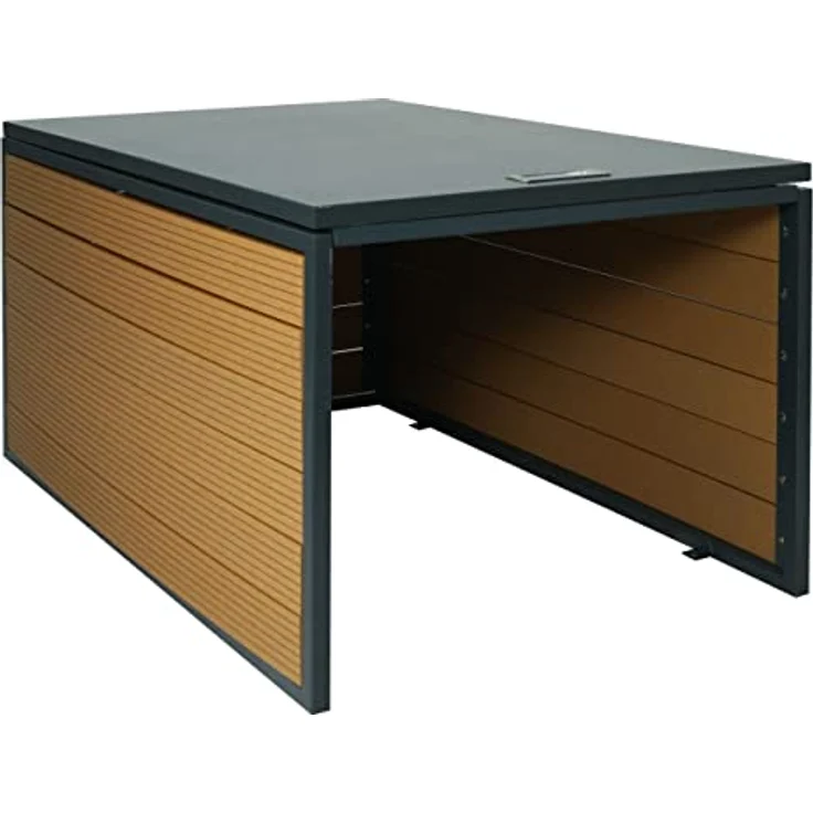 Proregal Mähroboter-Garage XL, wetterfeste Garage mit Gasdruckdeckel, 90 x 70 x 43 cm, Eiche-Optik – Bild 1